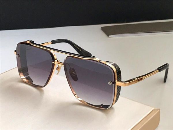 

new luxury popular sunglasses limited edition six men design k gold retro square frame crystal cutting lens with grid detachable