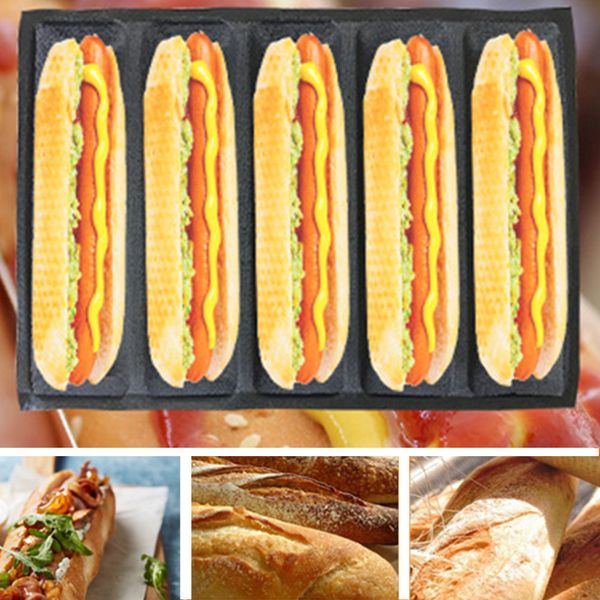 

diy flexible 12inch 5 grid french bread oven tray practical baking mold baguette