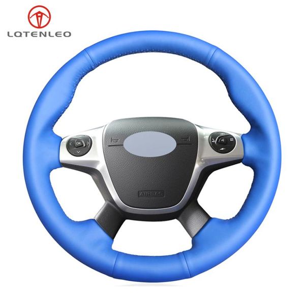 

lqtenleo blue artificial leather steering wheel cover for focus 3 2011-2014 kuga escape 2013-2020 c-max 2011-2020 transit