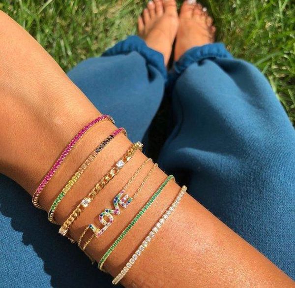 

love letter gold color bracelet fashion jewelry for girlfriend gift rainbow letters 2019 latest new jewelry, Black