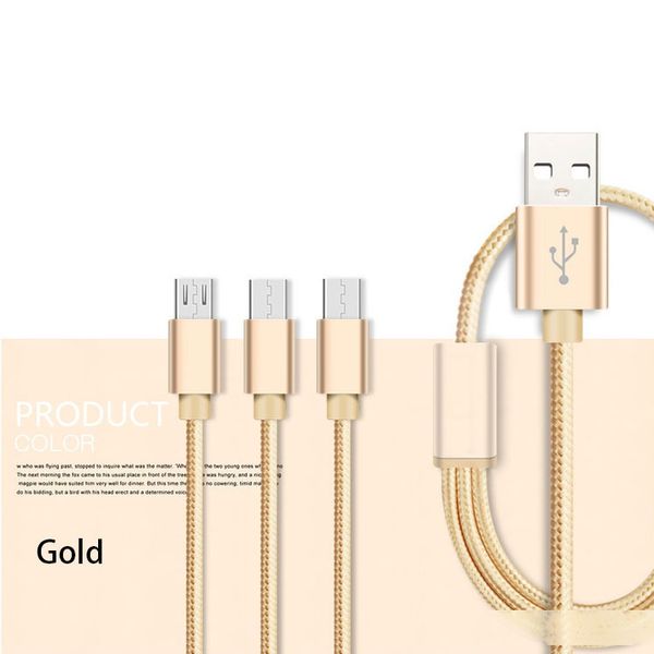 

3 in 1 braided nylon charge cable charger cord for android samsung type-c huawei xiaomi phone 2a