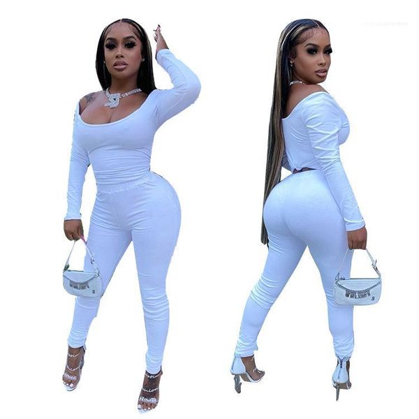 

tracksuits slim female clothing woman two piece outfit long sleeve pants set solid color womens designer, Gray