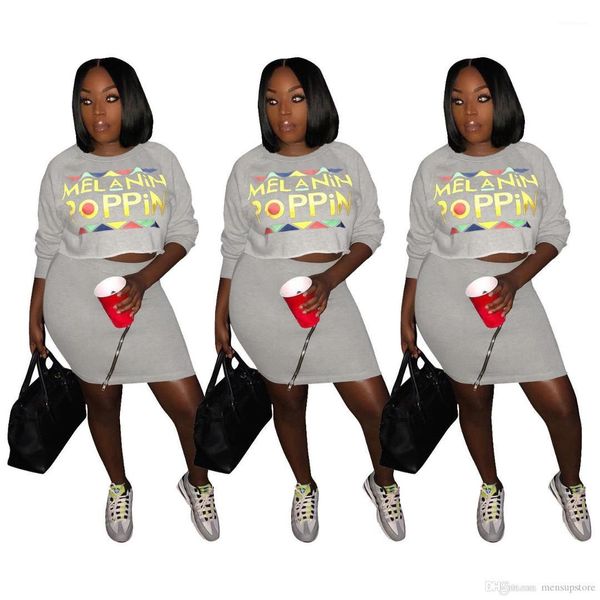 

designer outfits for women clothes skirts 2pcs clothing sets melanin poppin letters, Gray