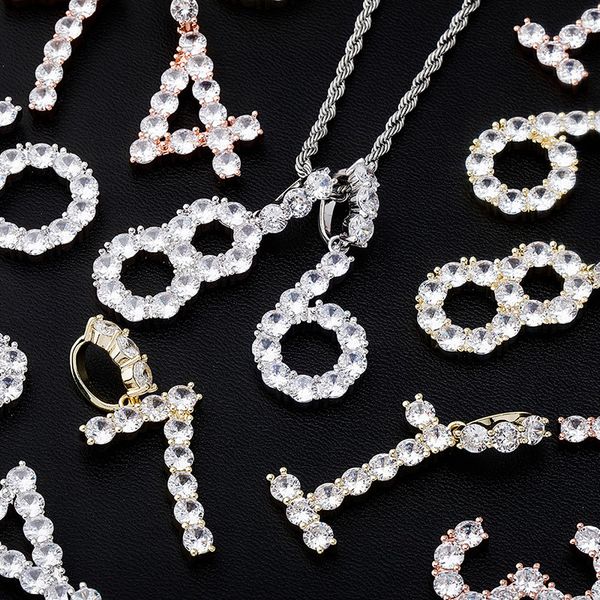 

hip hop claw setring cubic zirconia bling ice out numbers pendants necklace for men women rapper jewelry, Silver