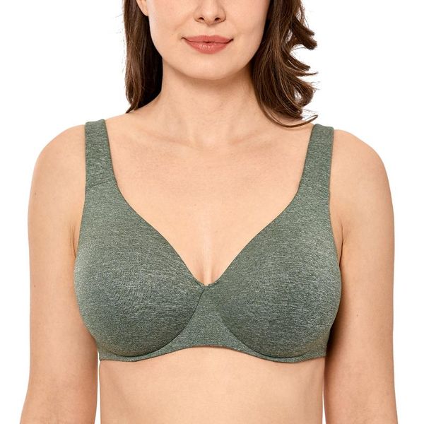 

women's seamless full coverage underwire unlined minimizer bra plus size 34-46 b-g, Red;black