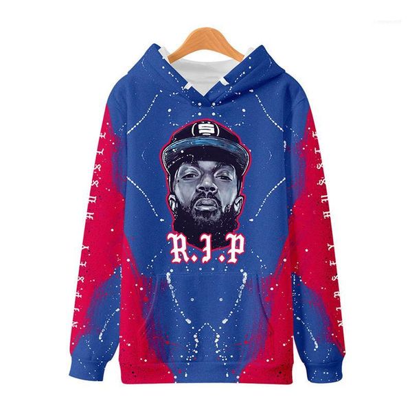 

with hat hip hop rapper fshion casual homme clothing rip nipsey hussle mens sweatshirts 3d digital printed, Black