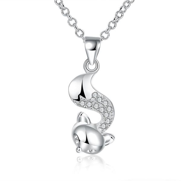 

2020 necklace silver plated animal design cute fox shaped pendant necklace lovely trendy jewelry for girl women long sweater chain