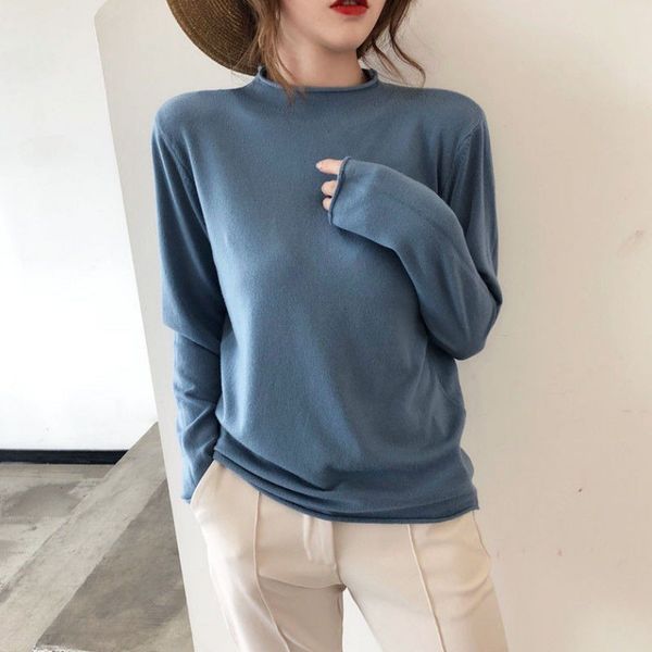 

blackday autumn fashion women vintage turtleneck sweaters casual long sleeve pullovers female shirt sweater dropshipping hot, White