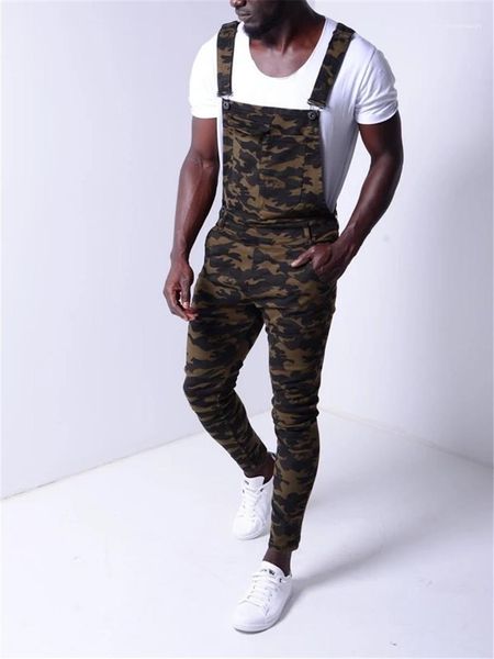 

mens slim high waist long overall pants streetwear casual mens trousers plus size men camouflage overalls, Blue