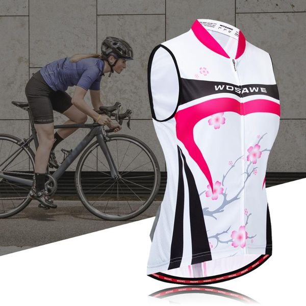 

wosawe summer sleeveless reflective cycling jersey quick drying mtb clothing bicycle sportwear bike clothes ladies bicycle cloth, Black;red