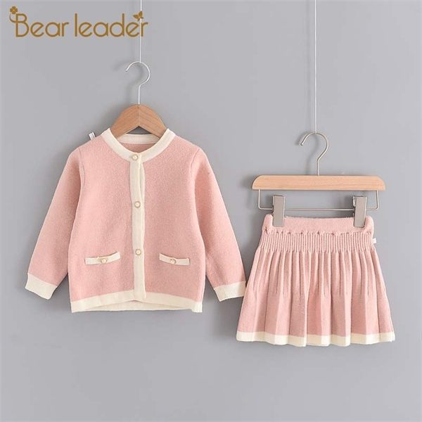 

bear leader baby girls knitted clothing sets 2020 new fashion christmas outfits kids girls sweater and skirt 2pcs children suits 0927, White