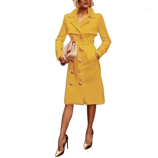 

women outerwear coats fashion lapel neck ladies straight trench coats elegant women trench coats fall winter slim double breasted, Tan;black