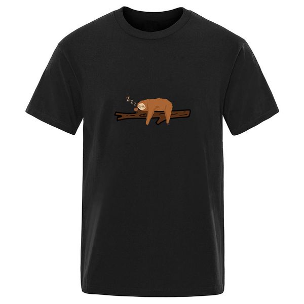 

nope not today lazy sloth cartoon print short sleeve t-shirt 2020 hip hop streetwear tshirt solid color summer crew neck clothes