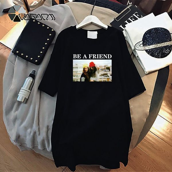 

women summer diy dress with letter & girl character pattern printed women fashion over size long tshirts womens casual loose dress
