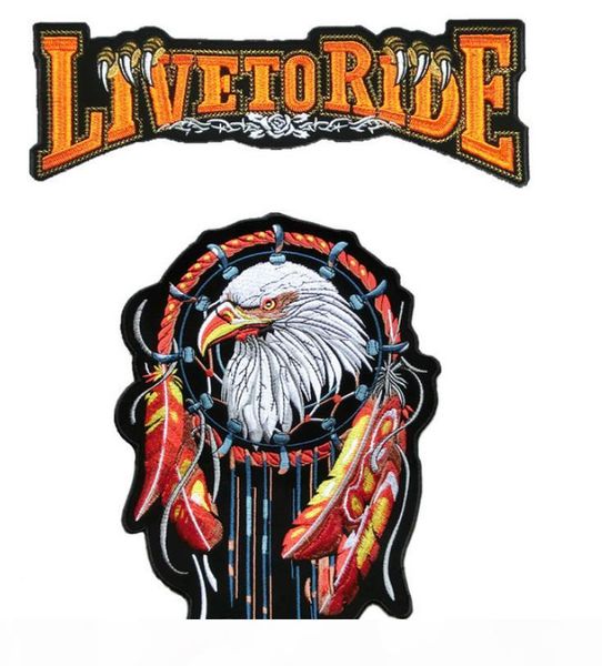 

live to ride eagle design biker patches motorcycle racing back patches for jackets motorcycle jacket patches, Silver