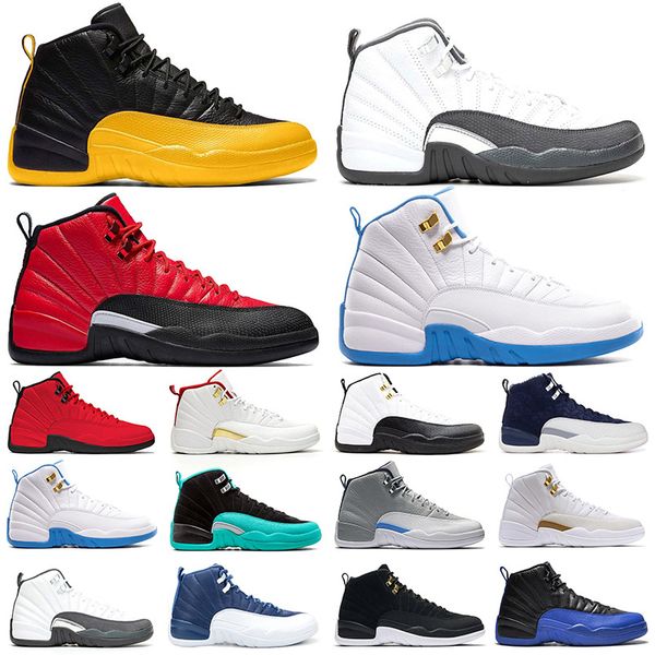 

jumpman 12 university gold 12s men basketball shoes indigo reverse flu game dark concord outdoor platform mens sports sneakers trainers 7-13
