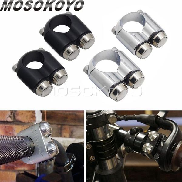 

universal 2 buttons triple switch 1" & 7/8" handlebar m-switch momentary push button switch control for cafe racer bobber