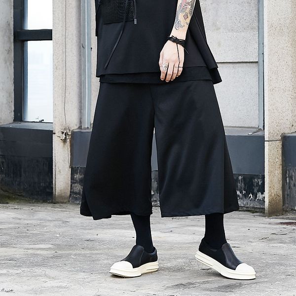 

men's pants men oversize black wide leg pant male jogger streetwear gothic loose casual skirt trousers kimono harem hip hop punk japan