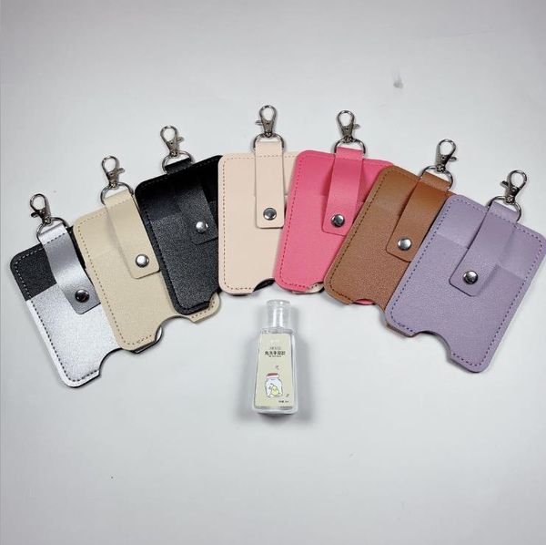 Capa de Couro Garrafa Hand Sanitizer portátil Batom Titular garrafa de perfume Storage Bag Keychain Saco Ornamentos desenhos animados Pingente BT651