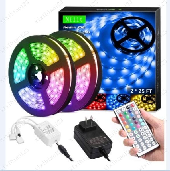 

full house lighting led strip lights rgb 16.4ft/5m smd 5050 dc12v flexible les strips lights 50led/meter 16different static colors