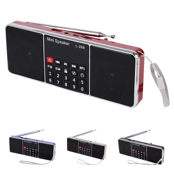 

mini portable rechargeable stereo l-288 fm radio speaker lcd sn support tf card usb disk mp3 music player loudspeaker black
