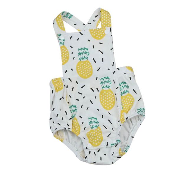 

newborn infant fruit print backless sleeveless romper jumpsuit fashionable breathable summer baby clothes oct, Blue