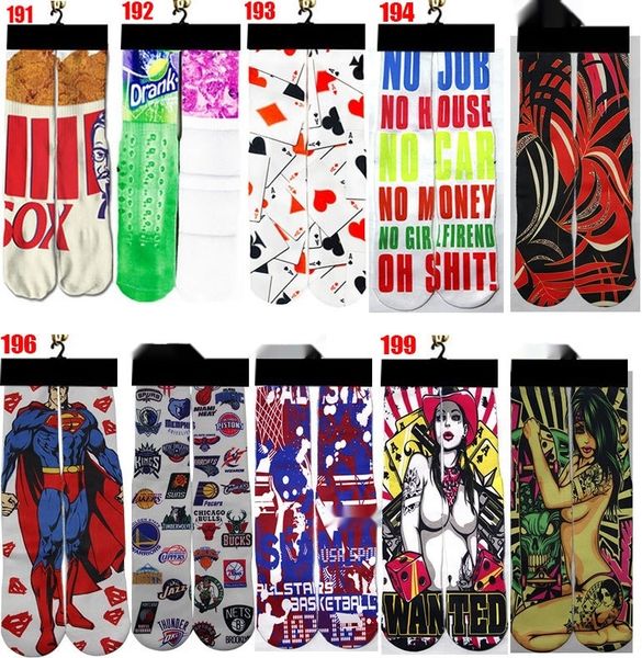 

hip-hop trend 3d basketball and socks printing socks thermal transfer printing street basketball figures 0ik8n, Black
