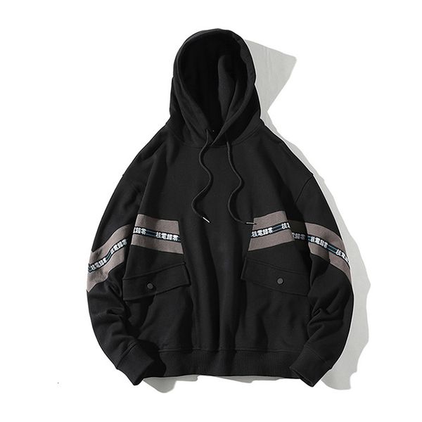 

cotton street style hoodies wholesale black tape printed men hoodies sweatshirts