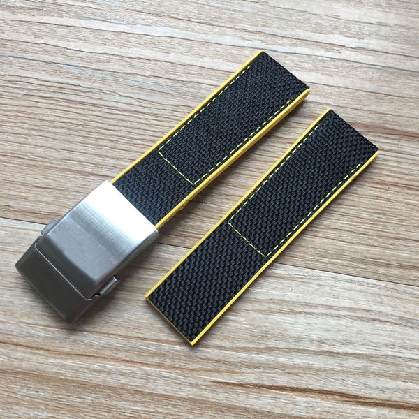 

luxury designer watches band aaa quality 22mm black yellow red nylon rubber watchband brt mens watch fashion wristwatch strap avenger naviti, Black;brown