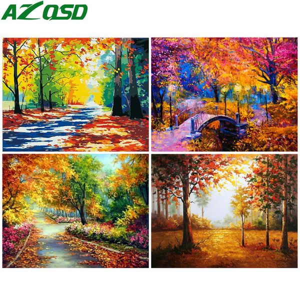 

azqsd coloring by numbers diy autumn canvas painting kits decor for home paint by number unframe landscape unique gift
