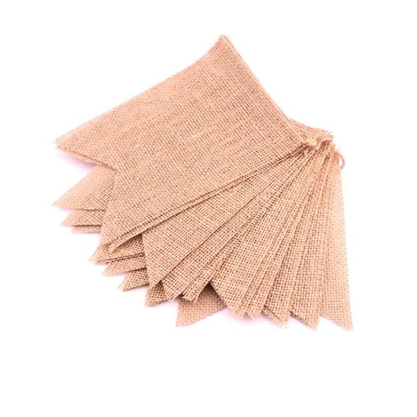 

handmade bunting swallowtail banner hessian 4.5m wedding flags diy for jute solid color party pennant hanging decor burlap linen qylkcy