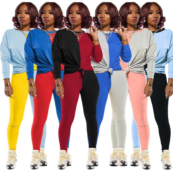 

женщины tracksuit конструкторы с длинными рукавами футболки рубашки брюки леггинсы осень зима мода цвет контраст лоскутная спорт две пьесы к, White