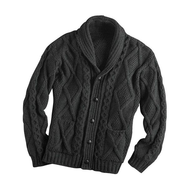 

men's sweaters autumn winter steater men thick turn-down collar full sleeve open stitch solid color casual knitting male wild cardigan, White;black