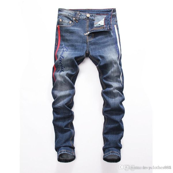 

2020 mens designer jeans blue skinny fit spliced ripped jeans high street destroyed motorcycle purple brand jeans
