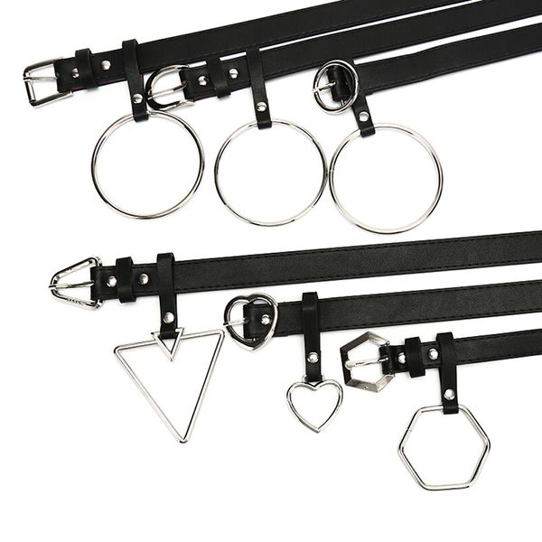 

1pc lady vintage металл кожа geometry пряжка jeans пояс пояс, Black;brown