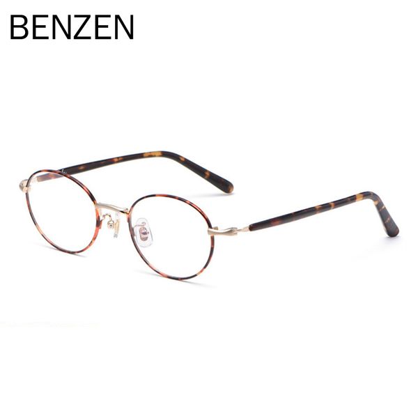 

benzen vintage round myopia prescription eyeglasses frames women ultralight titanium optical glasses frame for men eyewear 5299, Black