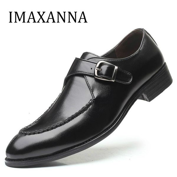 

imaxanna 2020 new shoes men leather oxfords formal pointed toe shoes for men wedding dress big size fashion classic, Black