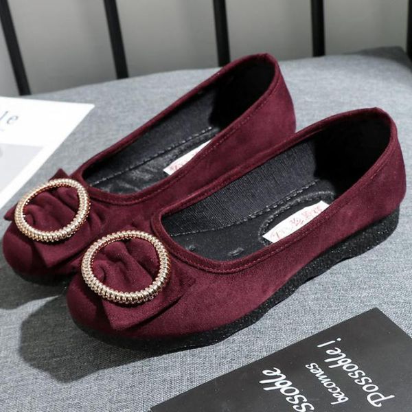 

woman cloth shoes round toe ballerina flats loafers casual bow slip on women comfortable moccasins 2020 new shallow single shoes, Black