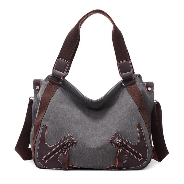 

chao women bag canvas bag large capacity mobile travel tide shoulder sling student gray