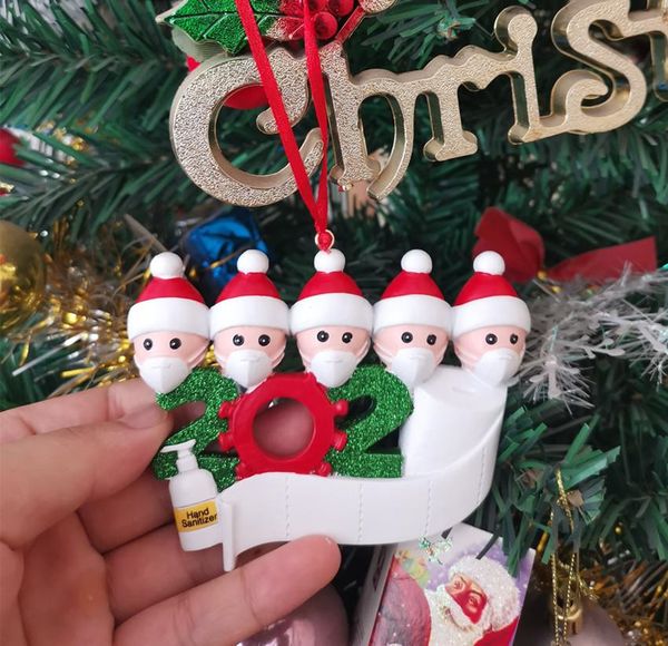 

12h dhl shipping resin quarantine christmas gift party decoration product personalized family of 4 ornament pandemic with face masks