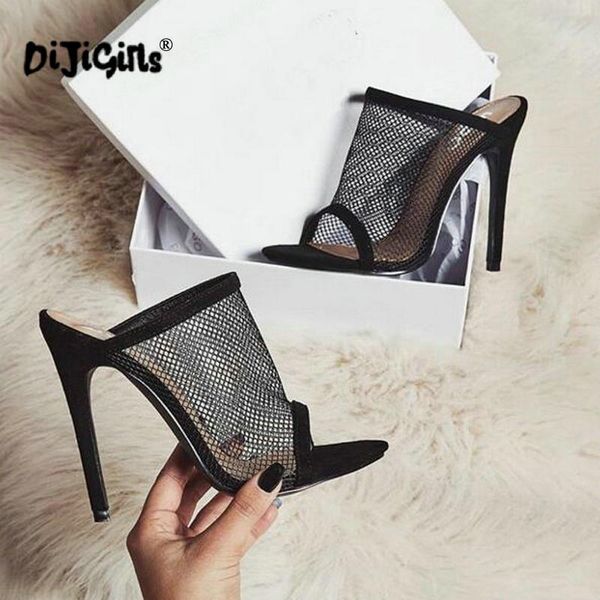 

dropship summer mesh women sandals open toe thin heels women slippers soft beach flip flops fashion shoes black size 35-40