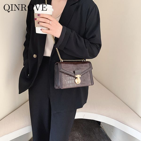 

женщины 2020 плечом сумка crossbody сумка аллигатор шаблон цепочки casual solid brown сумка маленькая рука ретро урожай pu