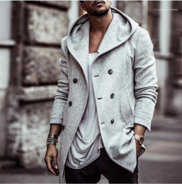 

winter mens designer jackets fashion casual long sleeve double breasted hooded blends new arrival mens clothing autumn, Black