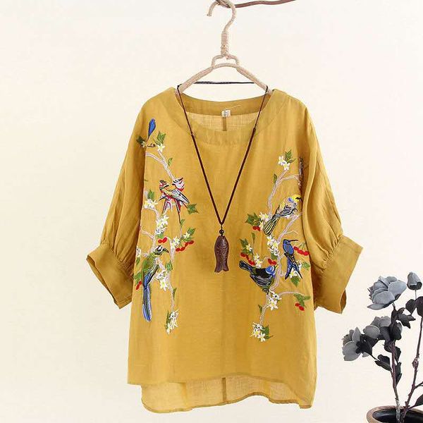 

fashion blouse female summer large plus size casual casual for women shirt ladies loose floral embroidered tunic shirt, White