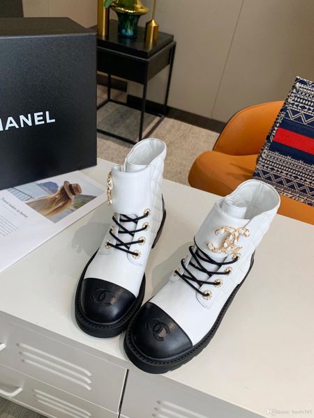 

конструктор женщин boots black white high-топ ромбическая сращивание средний каблук высокого качества с коробкой размер 35-40