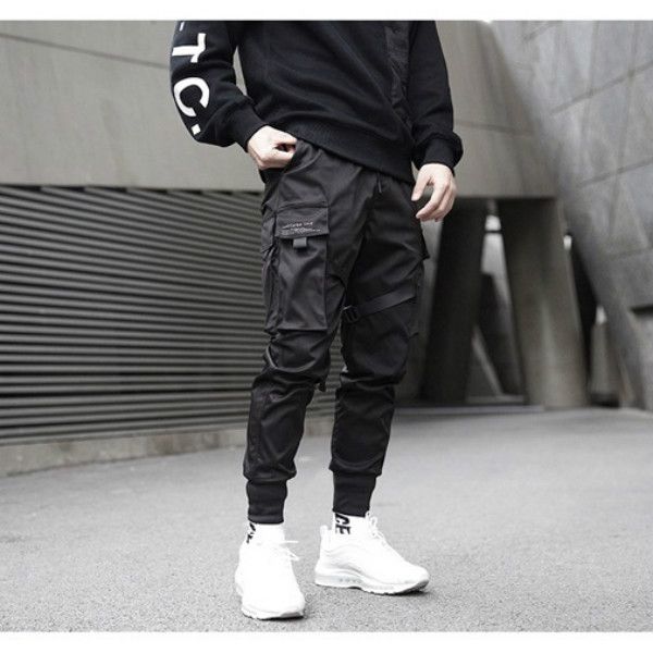 

Mens Fashion Letter Sweatpants 2020 Black Pocket Ribbons Trousers New Arrival Joggers Pencil Pants Hot Sale New Top