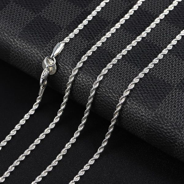 

wholesale super shinning jewelry necklace fashion 2mm16-30inch women/mens shine twisted rope chain necklaces, Silver