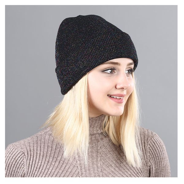 

women hat winter beanies lurex warm acrylic brim outdoor skiing accessory for girl teenagers, Blue;gray