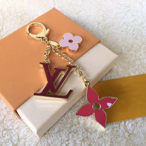 

exquisite four-leaf flower letter luxury keychain multi pendant bag charm fashion key chain888, Silver