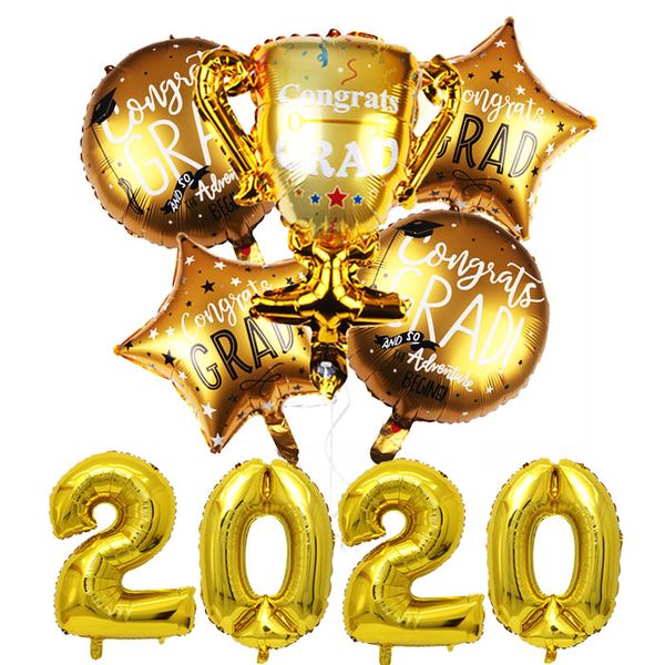 

party decoration gold graduation 2021 ballons set decorations round star helium balloon class of number balons favor